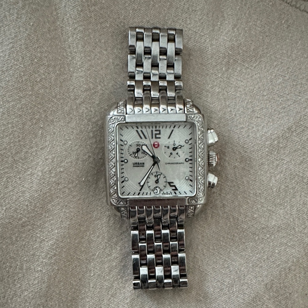 Michele Diamond Deco Silver Women's Watch